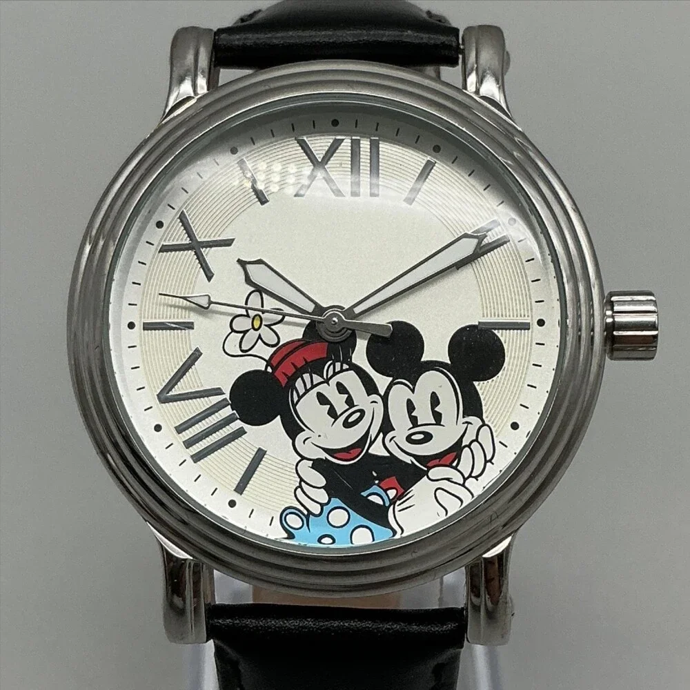Disney By Ewatchfactory Womens Watch 38mm Silver Tone Mickey Minnie New Battery